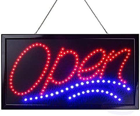 lot 16150 image: Large LED Neon Open Sign for Business Jumbo Lighted Sign Open with Static and Flashing Modes �� Electric Light up Signs for Stores, Bars, Barber Shops (24 x 13 inches, Model 1)