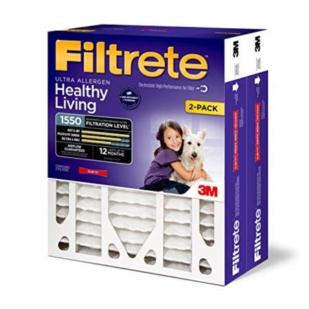 lot 16173 image: filtrete 20x25x4, ac furnace air filter, mpr 1550 dp, healthy living ultra allergen deep pleat, 2-pack