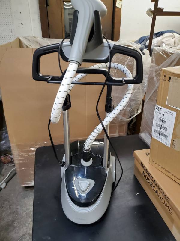 lot 16196 image: PurSteam Full Size Garment Fabric Steamer Professional Heavy Duty Leading 2.5 Liter (85 fl.oz.) Water Tank Producing Over 60min of Continuous Steam with 4 Level Steam Adjustment