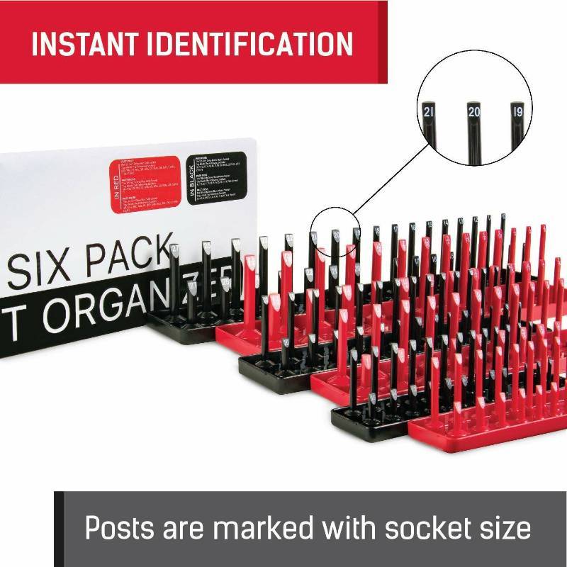 lot 16204 image: Socket Organizer Trays - 6 Piece SAE & Metric Socket Holder - Socket Tool Set Storage for � inch, �� inch and � inch Drive Holder for Mechanics