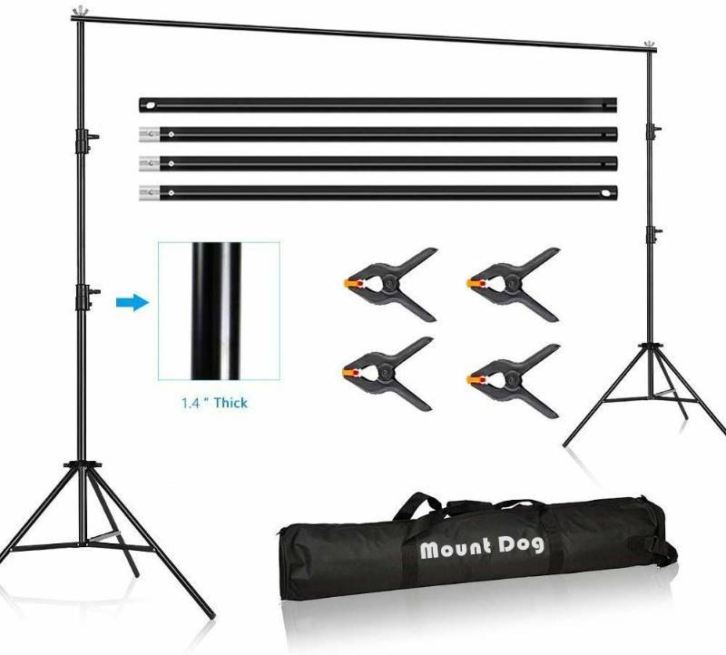 lot 16218 image: 10 x 10ft Photo Video Studio Backdrop Background Support Stand, Adjustable Heavy Duty Photography Background Support System Kit with Carrying Bag