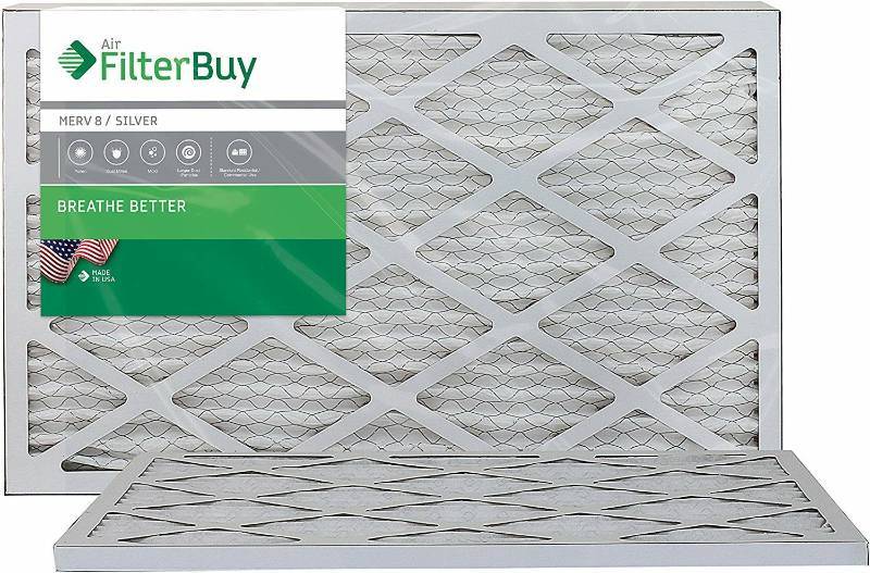 lot 16229 image: FilterBuy 17x25x1 MERV 8 Pleated AC Furnace Air Filter, (Pack of 4 Filters), 17x25x1 �� Silver