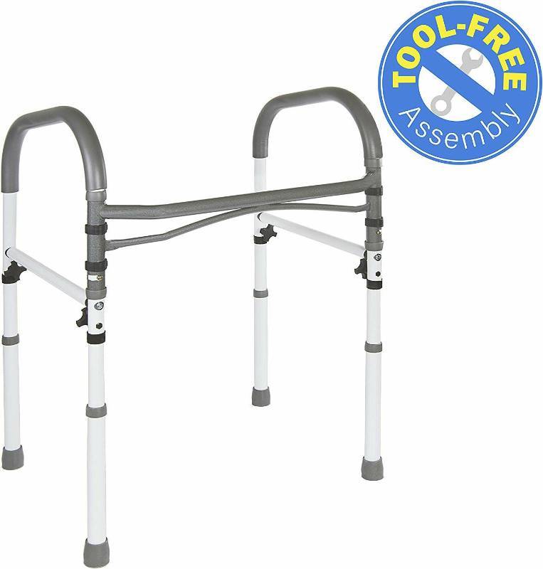 lot 16231 image: Vaunn Deluxe Bathroom Safety Toilet Rail - Adjustable Toilet Safety Frame - Medical Handrail Assist Grab bar Handle