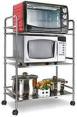 lot 16250 image: soges Stainless Steel 3-Shelf Utility Service Storage Cart for Home Kitchen Hotel Restaurant Catering XJJH-HMS-803-6