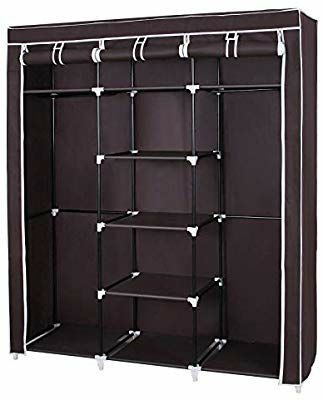 lot 16274 image: SONGMICS Clothes Closet Non-woven Fabric Wardrobe Double Rod Storage Organizer Dark Brown URYG12K �� �� �� �� �� �� ��