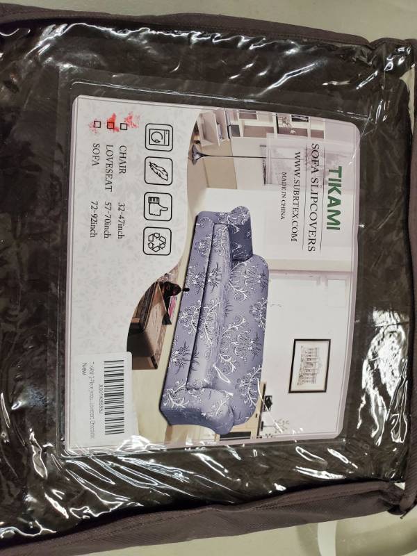 lot 16286 image: Tikami Sofa Slipcovers. Covers Loveseat 57-70inch. 2pc
