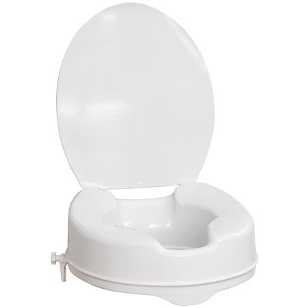 lot 16337 image: AquaSense Raised Toilet Seat with Lid, White, 4-Inches