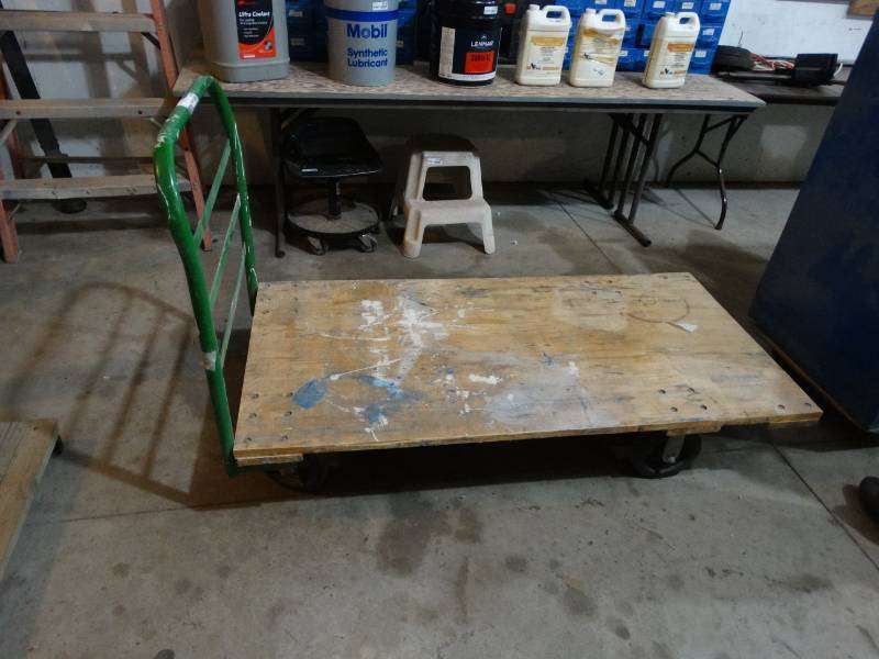 lot 4143 image: Excellent warehouse stock cart w metal handle- Heavy duty warehouse cart