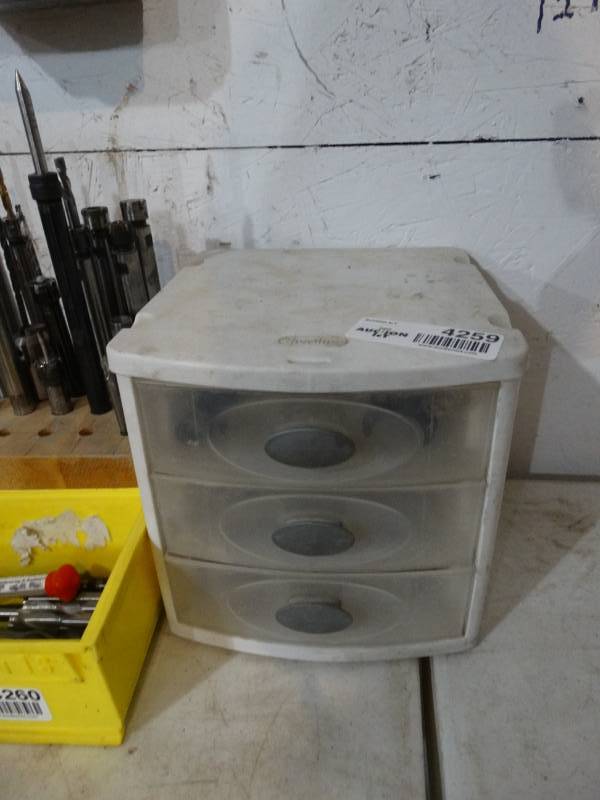 lot 4259 image: 3 drawer organizer w contents