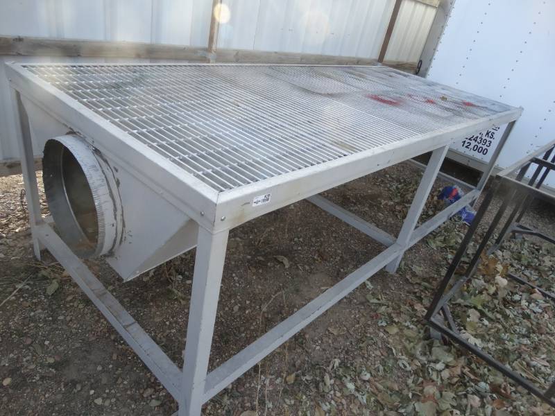 lot 4292 image: Large painting down draft table- Heavy Duty aluminum grate commercial table