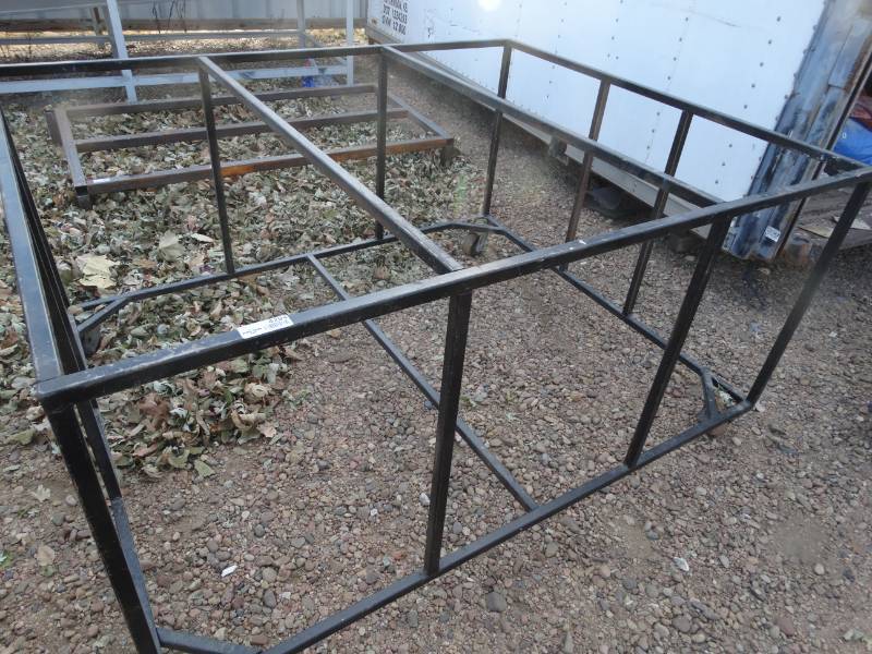 lot 4294 image: Heavy duty metal frame welding table base on wheels