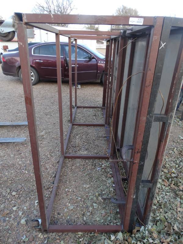 lot 4303 image: LARGE heavy duty metal frame welding table base on wheels- 60 x 120