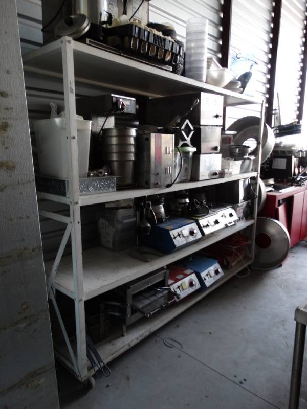 lot 4820 image: 4 shelf metal rack on wheels