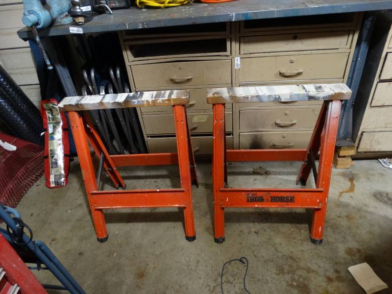 lot 2019 image: Two Metal Saw Horses
