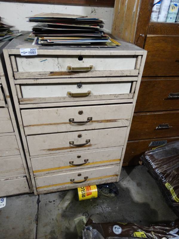lot 2097 image: Metal Storage cabinet  Content Not Included