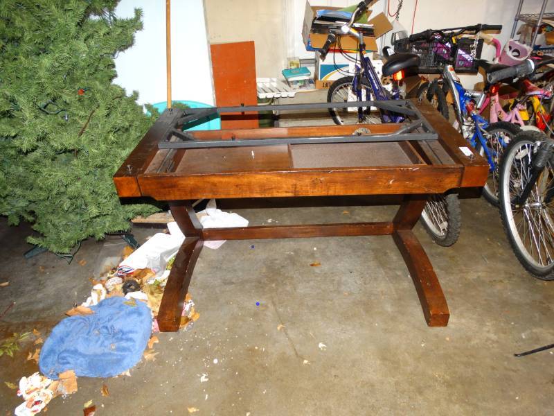 lot 2098 image: Wooden Computer Desk Missing Glass Top