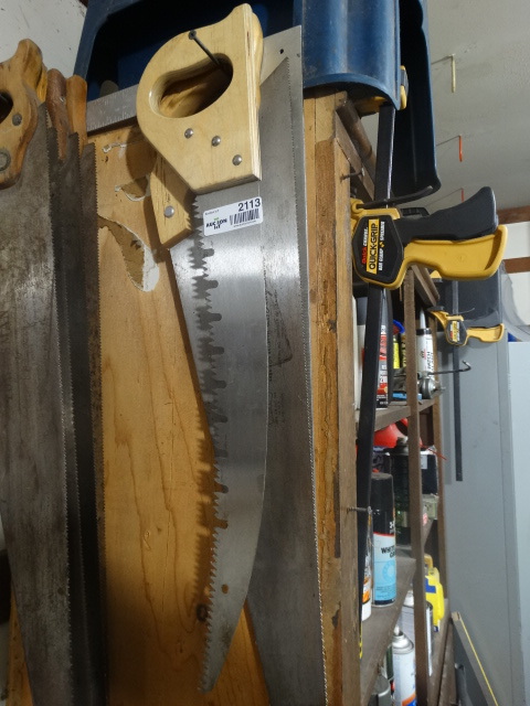 lot 2113 image: 20 Pruning Saw and Disston Hand Saw