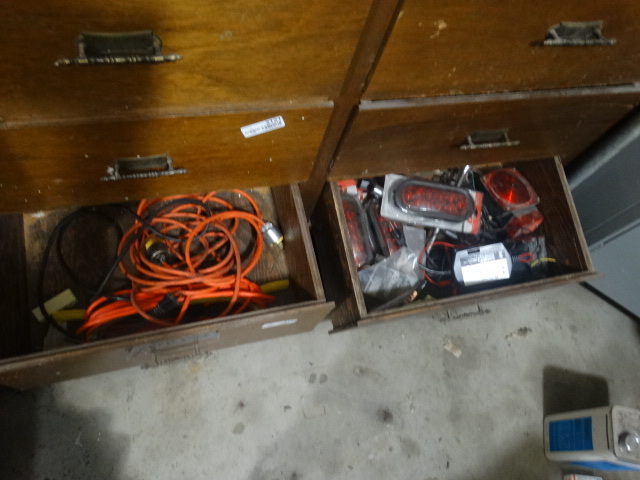 lot 2122 image: Drawers of extension cords, trailer lights and electronic trailer brake control