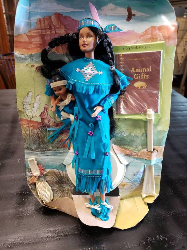 lot 7526 image: Vintage Mattel Native American Barbie doll with baby 1966- in original package