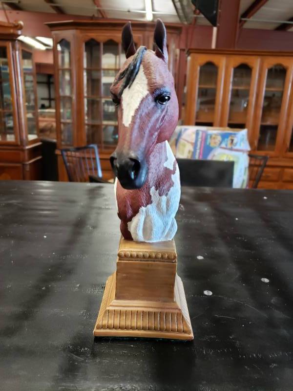 lot 7538 image: Signed Estevez 198250 Horse Head Sculpture