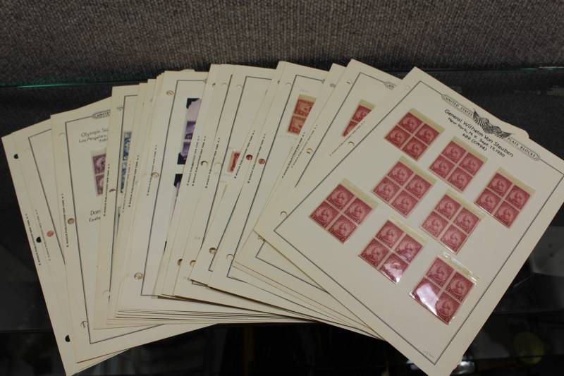 lot 2374 image: Lot of Vintage U.S. Plate Blocks Stamp Collector Book Pages  1920s- 30s