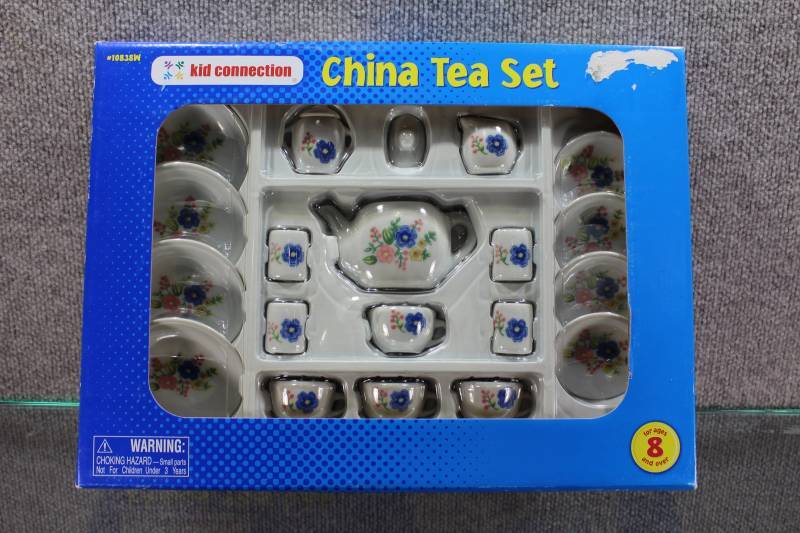 lot 2447 image: New In Box Kid Connection Blue Flower China Tea Set
