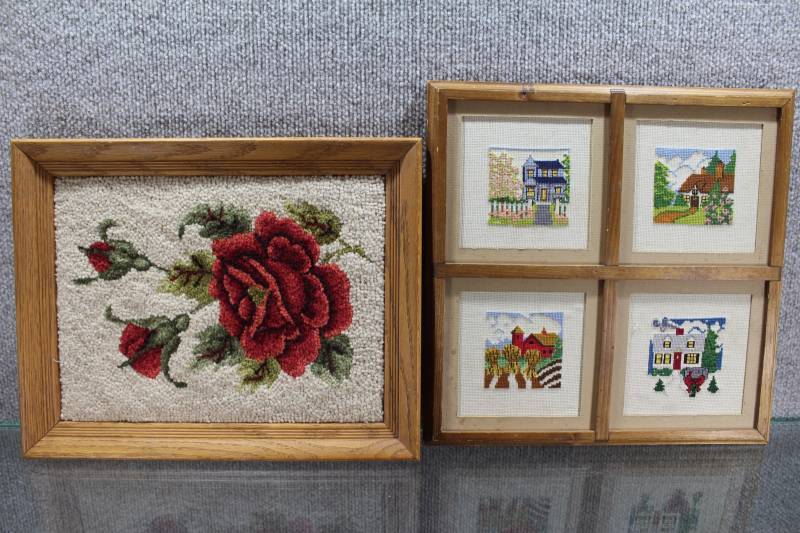 lot 2473 image: Lot of 2 Framed Needlepoint Pictures