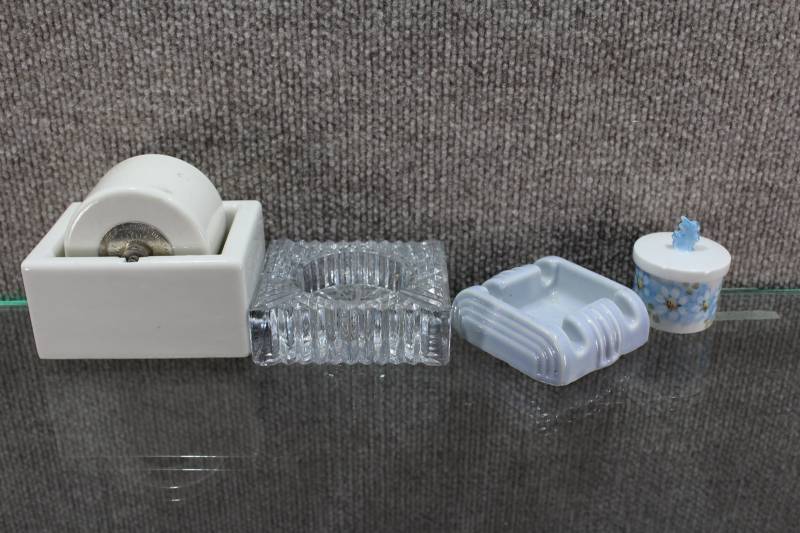 lot 2471 image: Lot of 4 Vintage Desk Accessories Including Stamp Holder and Wettening Wheel