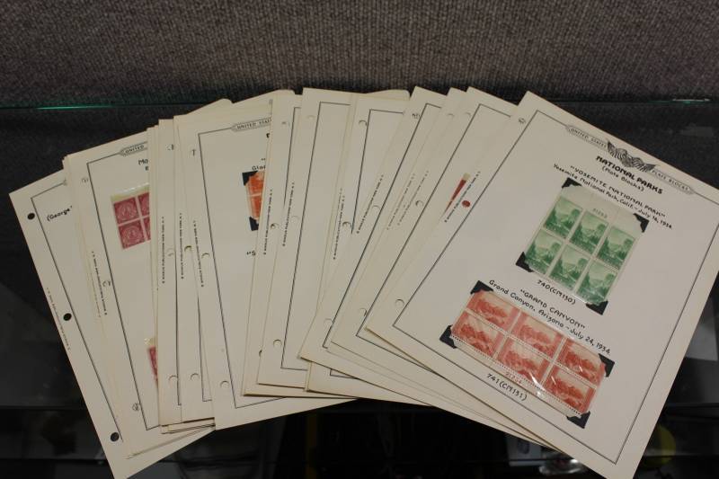 lot 2371 image: Lot of Vintage U.S. Plate Block Stamp Collector Book Pages 1928-34.