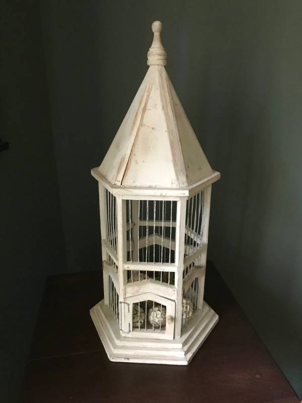lot 1011 image: Large Antique White Wood Birdhouse decor--27