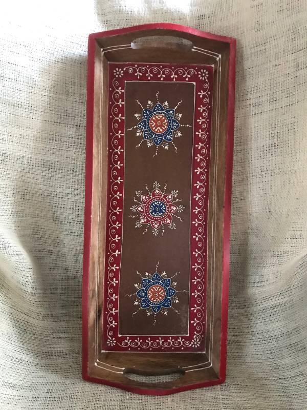 lot 1022 image: Made in India Painted Wood Tray