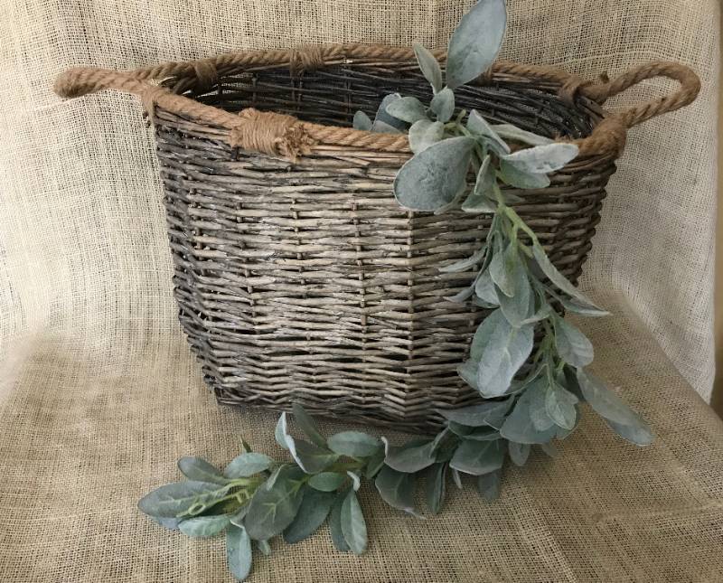 lot 1028 image: Rustic Country Basket with Lambs Ear