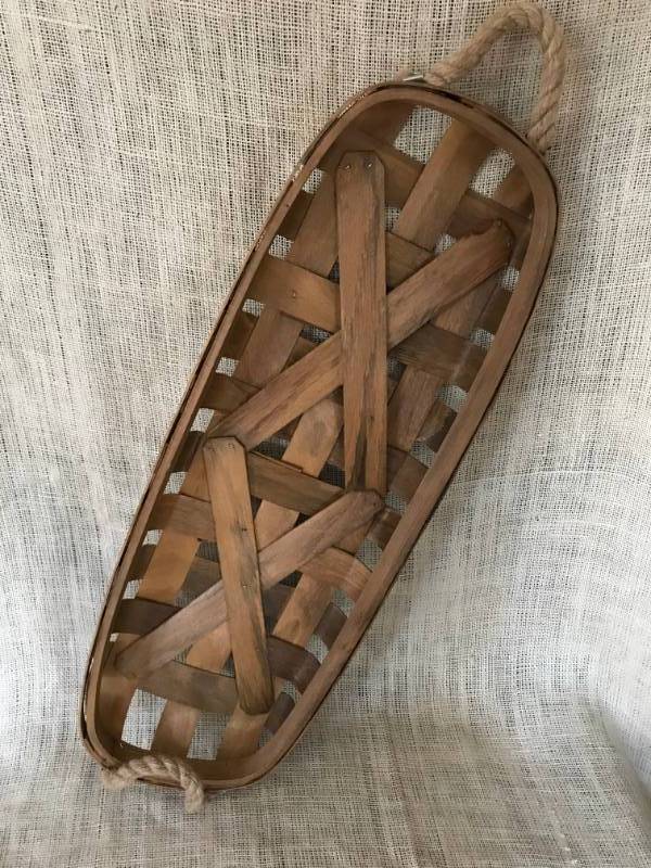 lot 1039 image: Farmers Basket with rope handles