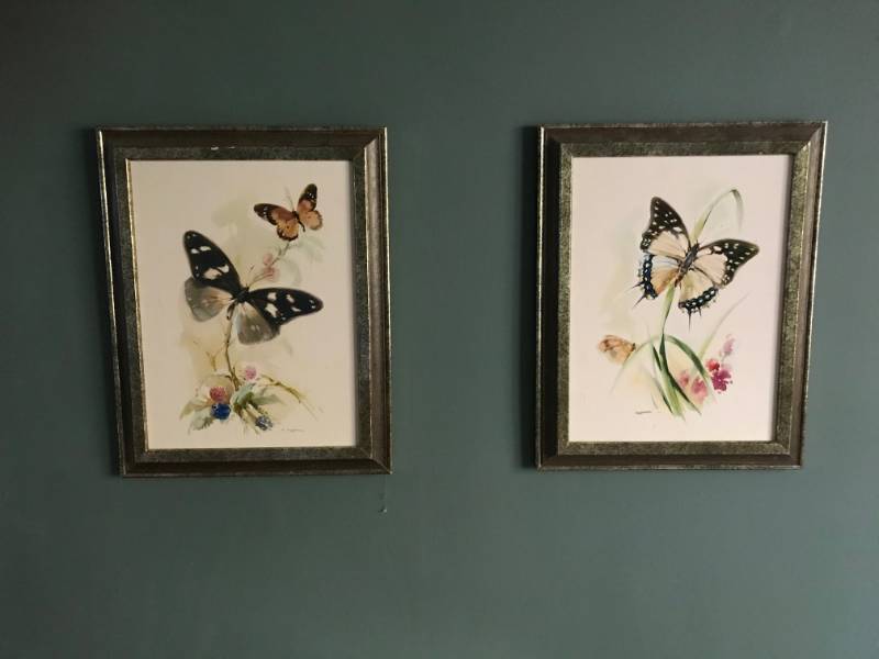 lot 1062 image: Set of Framed Butterfly Wall Decor