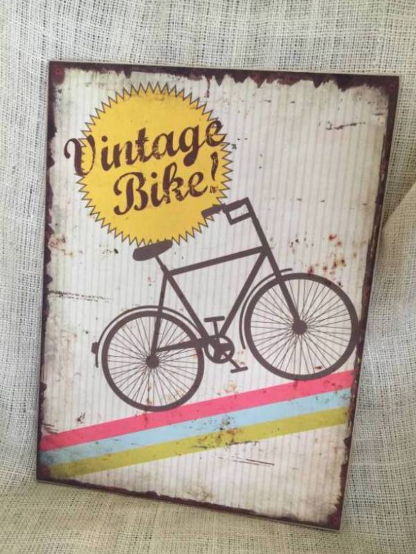 lot 1093 image: Vintage Bike Wall Decor on Wood
