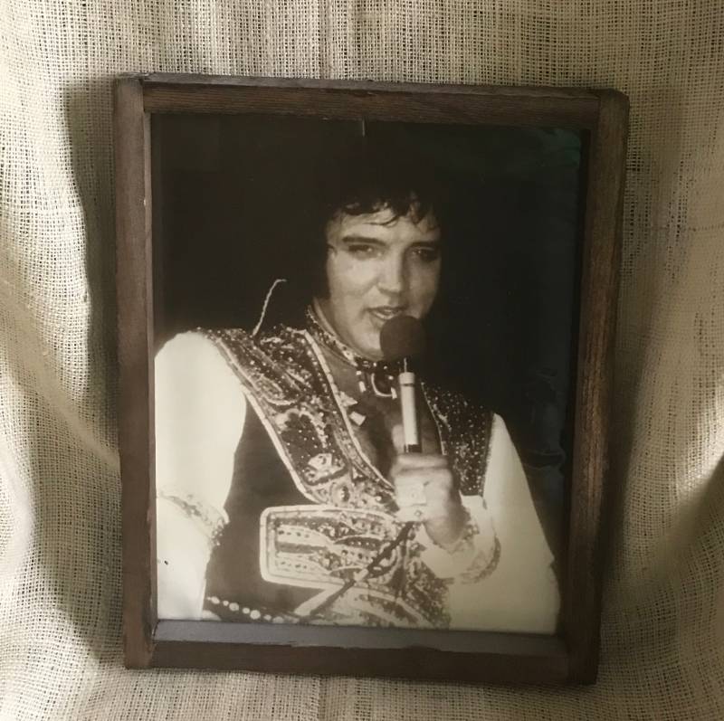 lot 1129 image: Black Framed Elvis Photo