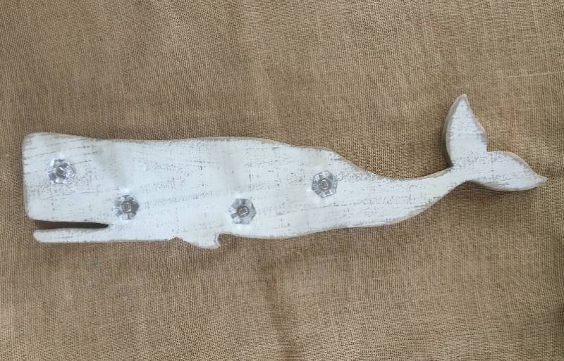 lot 1144 image: 27� rustic wood whale wall hanger with knobs