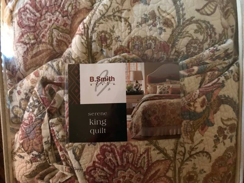lot 1206 image: B Smith with Style Serene King Size Quilt (reversable--has soft velvet backing)