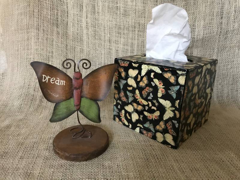 lot 1208 image: Butterflies---Dream and tissue box cover
