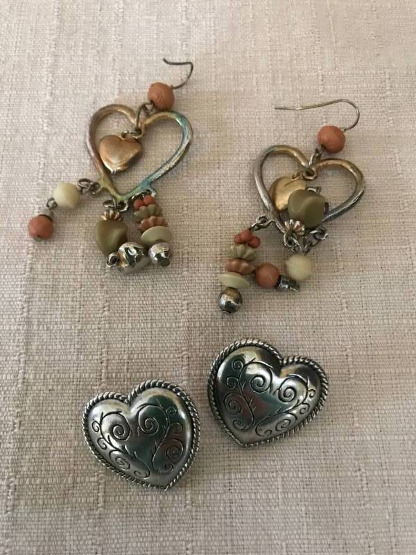 lot 1218 image: Heart pierced earrings (one set is Brighton)