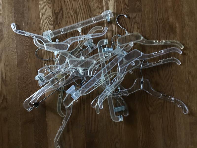 lot 1241 image: Assortment of 15 hangers (including some hangers for pants)