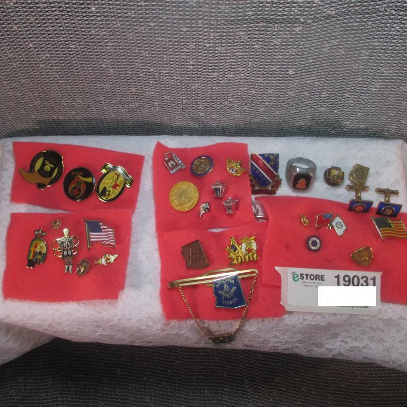 lot 19031 image: LARGE LOT OF SHRINERS & ROTARY PINS & JEWELRY  MANY VINTAGE
