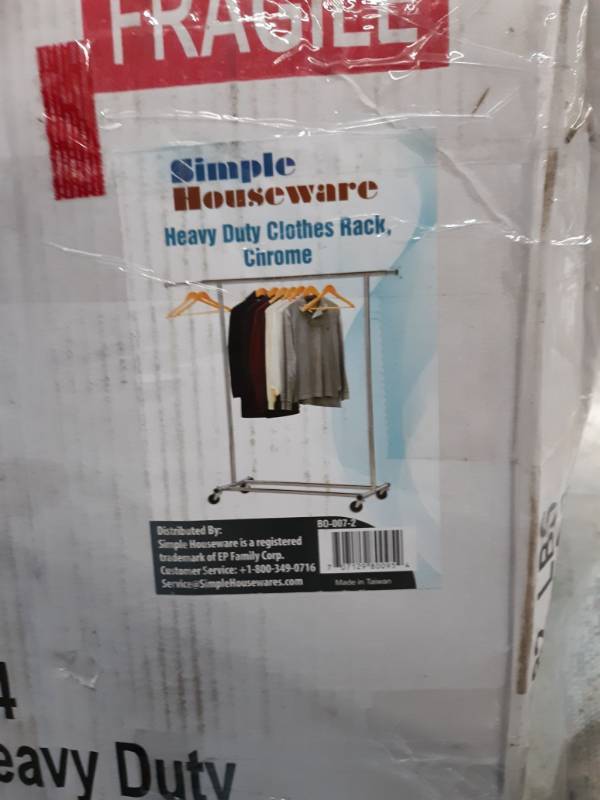 lot 16737 image: Simple Houseware Heavy Duty Clothing Garment Rack - Chrome