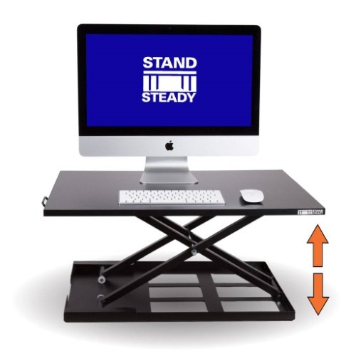 lot 16764 image: X-ELITE PRO Height Adjustable Sit  Stand Desk - Converts your Existing Desk or Cube into a Standing Desk (Black)