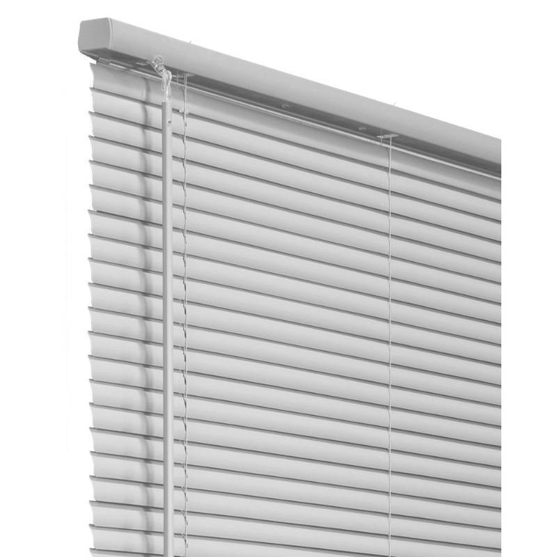lot 16770 image: Chicology Cordless 1-Inch Vinyl Mini Blinds, Horizontal Venetian Slat Window Shade, Gloss Gray (Commercial Grade) - 72 W X 64 H