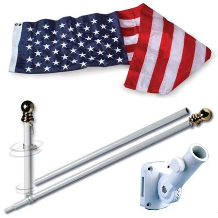 lot 16802 image: Allied Flag American Home Nylon 3 by 5-Feet US Flag Set with 5-Feet Spinning Flag Pole