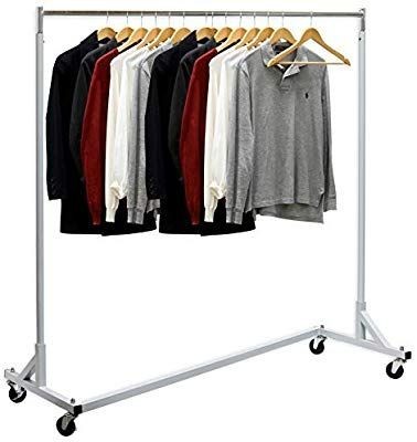 lot 17349 image: Simple Houseware Commercial Z Base Garment Rack, Chrome, New, All Pieces Appear Present