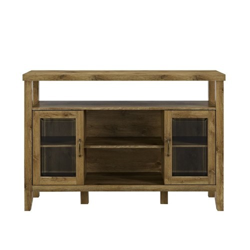 lot 17358 image: 52  Wood Console High Boy Buffet - Barnwood, Prev. Opened, All Parts Appear to Be Present Not guarenteed