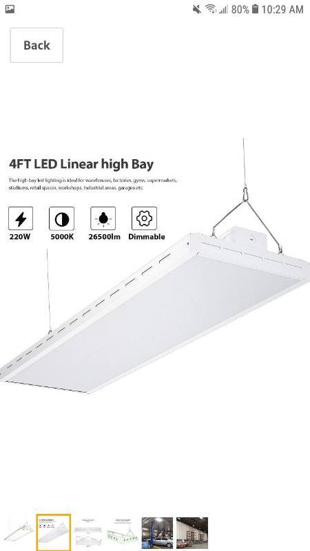 lot 18191 image: AntLux 4FT LED Linear Integrated Bay Light Fixture