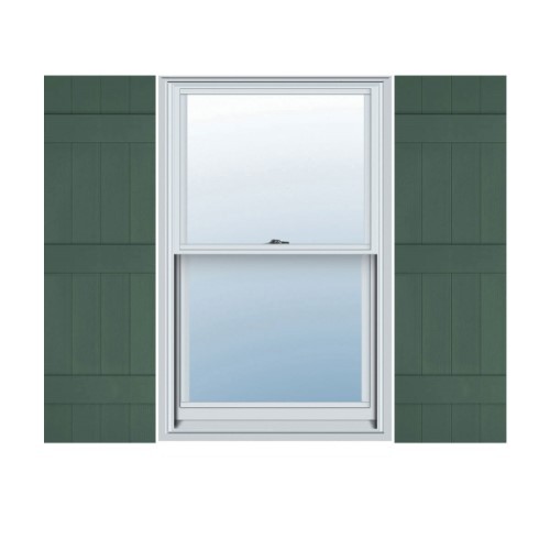 lot 18225 image: Mid-america 028 Board-n-batten 2 Board Joined Vinyl 14x63  Shutters Forest Green